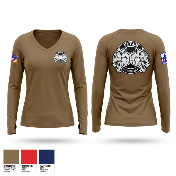 Womens Long Sleeve Vneck Shirt, Fox fsc, National Guard, Teamtime, Team time, sublimation, custom sports apparel, team uniforms, spirit wear, spiritwear, sports uniforms, custom shirts, team store, custom team store, fundraiser sports, apparel fundraiser