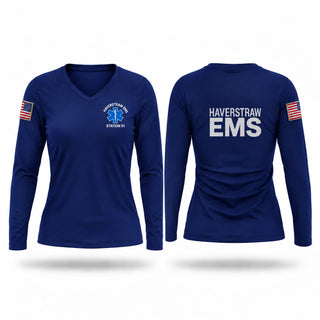 Womens Long Sleeve Vneck Shirt, Haverstraw EMS, EMS/EMT, Teamtime, Team time, sublimation, custom sports apparel, team uniforms, spirit wear, spiritwear, sports uniforms, custom shirts, team store, custom team store, fundraiser sports, apparel fundraiser