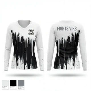 Womens Long Sleeve Vneck Shirt, Vikings, Softball, Teamtime, Team time, sublimation, custom sports apparel, team uniforms, spirit wear, spiritwear, sports uniforms, custom shirts, team store, custom team store, fundraiser sports, apparel fundraiser