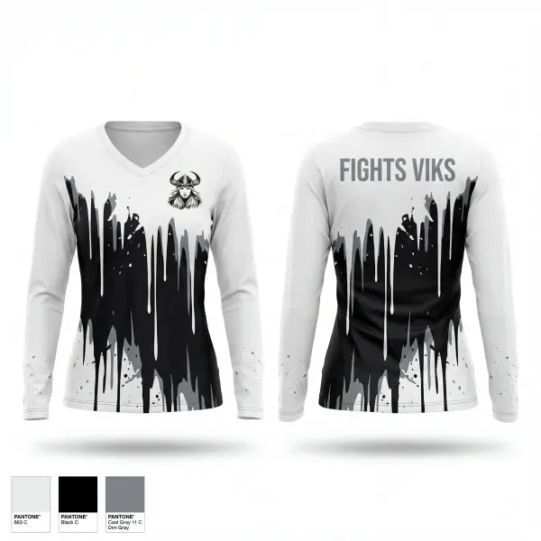 Womens Long Sleeve Vneck Shirt, Vikings, Softball, Teamtime, Team time, sublimation, custom sports apparel, team uniforms, spirit wear, spiritwear, sports uniforms, custom shirts, team store, custom team store, fundraiser sports, apparel fundraiser