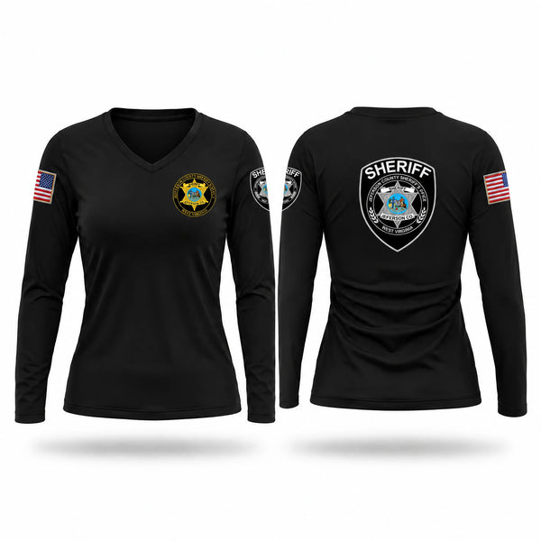 Womens Long Sleeve Vneck Shirt, Jefferson County Sheriff's Office, Police, Teamtime, Team time, sublimation, custom sports apparel, team uniforms, spirit wear, spiritwear, sports uniforms, custom shirts, team store, custom team store, fundraiser sports, apparel fundraiser