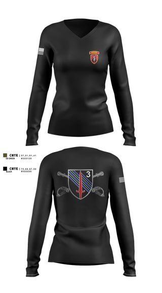 Womens Long Sleeve Vneck Shirt, 5th SFAB, , Teamtime, Team time, sublimation, custom sports apparel, team uniforms, spirit wear, spiritwear, sports uniforms, custom shirts, team store, custom team store, fundraiser sports, apparel fundraiser