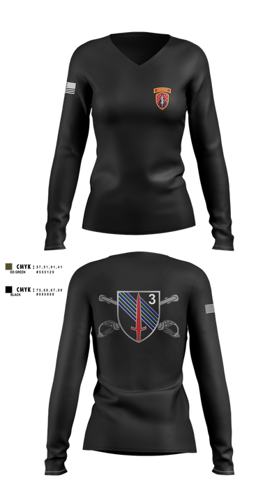 3rd SQDN, 5th SFAB Women's Long Sleeve V-neck Shirt - 2