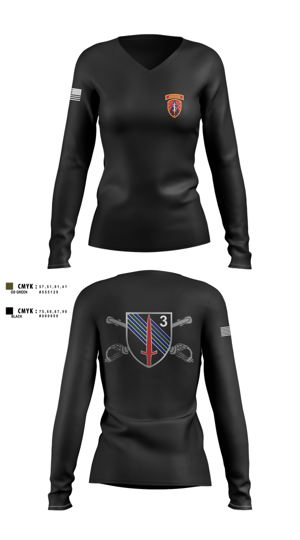 Womens Long Sleeve Vneck Shirt, 5th SFAB, , Teamtime, Team time, sublimation, custom sports apparel, team uniforms, spirit wear, spiritwear, sports uniforms, custom shirts, team store, custom team store, fundraiser sports, apparel fundraiser