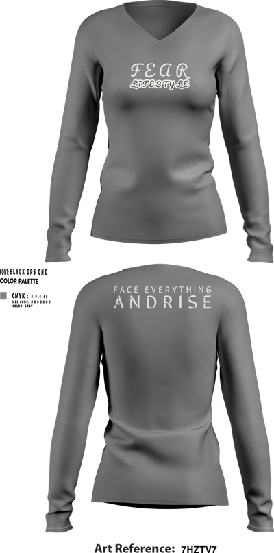 FearLifestyle 46237341 Women's Long Sleeve V-neck Shirt - 105