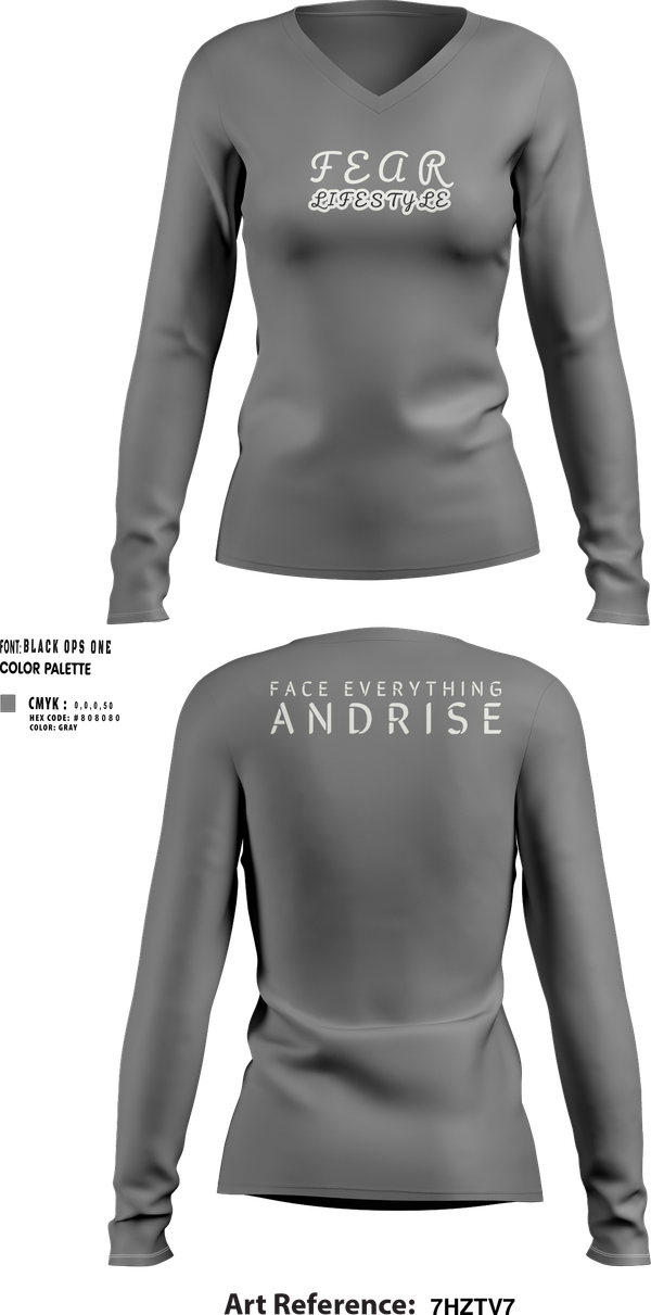 Womens Long Sleeve Vneck Shirt, FearLifestyle, , Teamtime, Team time, sublimation, custom sports apparel, team uniforms, spirit wear, spiritwear, sports uniforms, custom shirts, team store, custom team store, fundraiser sports, apparel fundraiser