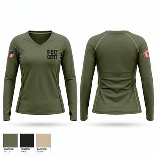 Womens Long Sleeve Vneck Shirt, FCC CERT, Police, Teamtime, Team time, sublimation, custom sports apparel, team uniforms, spirit wear, spiritwear, sports uniforms, custom shirts, team store, custom team store, fundraiser sports, apparel fundraiser