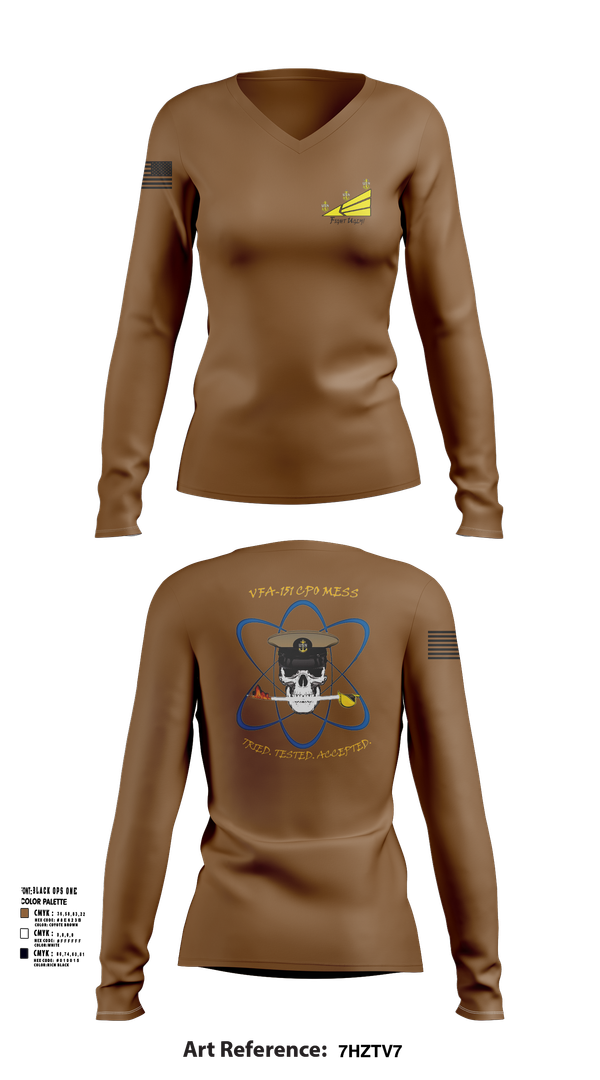 Womens Long Sleeve Vneck Shirt, VFA-151, , Teamtime, Team time, sublimation, custom sports apparel, team uniforms, spirit wear, spiritwear, sports uniforms, custom shirts, team store, custom team store, fundraiser sports, apparel fundraiser