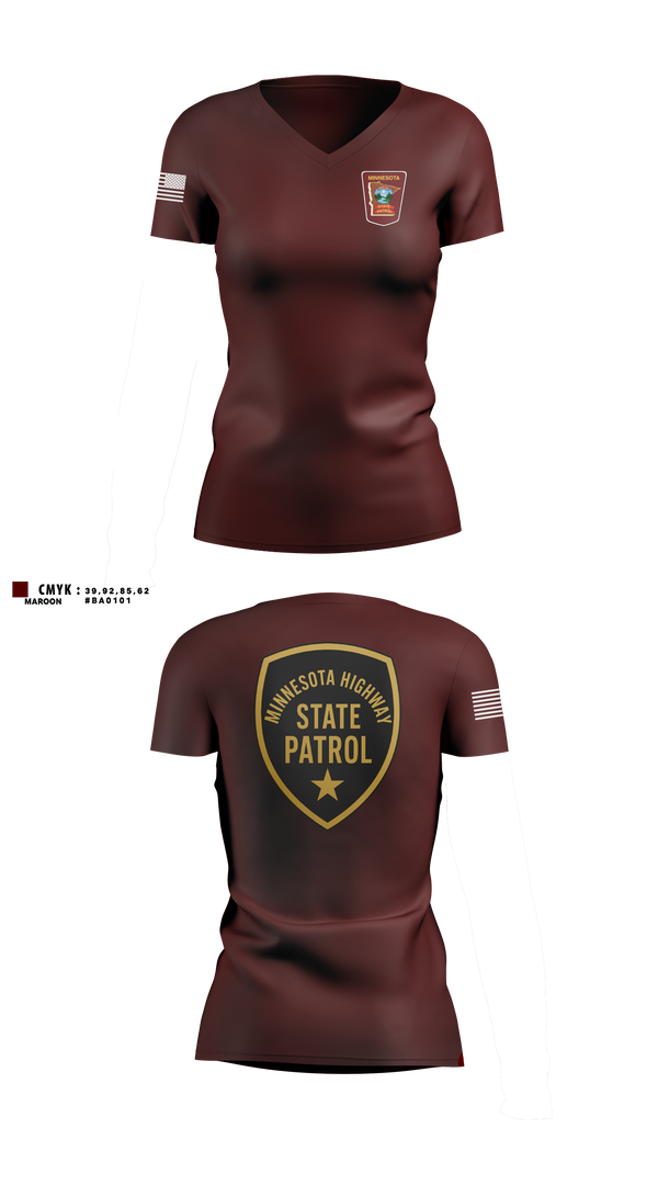 Womens Short Sleeve Vneck Shirt, Minnesota State Patrol, Police, Teamtime, Team time, sublimation, custom sports apparel, team uniforms, spirit wear, spiritwear, sports uniforms, custom shirts, team store, custom team store, fundraiser sports, apparel fundraiser