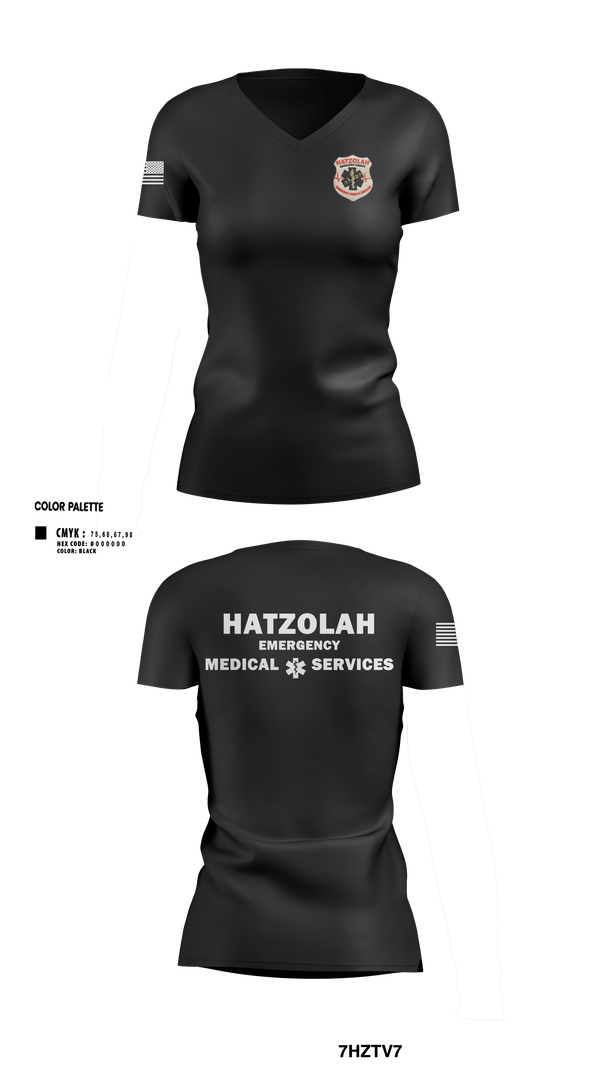 HATZOLAH EMS 34553730 Women's Short Sleeve V-neck Shirt - 1