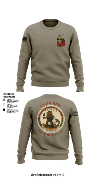 Crew Neck Sweatshirt, 180th ESC, Army, Teamtime, Team time, sublimation, custom sports apparel, team uniforms, spirit wear, spiritwear, sports uniforms, custom shirts, team store, custom team store, fundraiser sports, apparel fundraiser