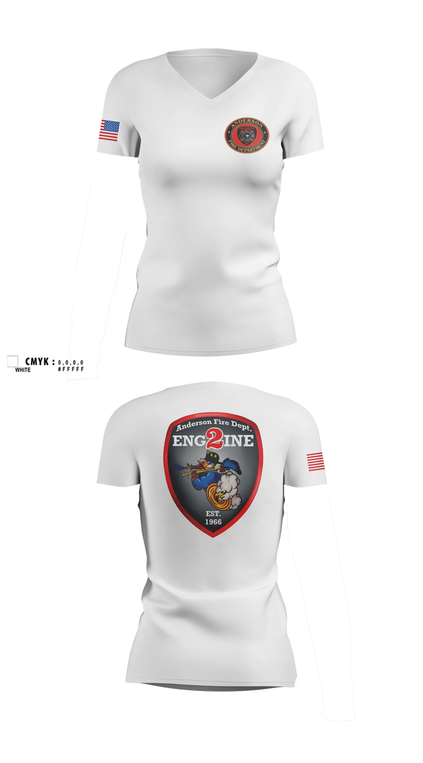 Womens Short Sleeve Vneck Shirt, Anderson City Fire, Fire Department, Teamtime, Team time, sublimation, custom sports apparel, team uniforms, spirit wear, spiritwear, sports uniforms, custom shirts, team store, custom team store, fundraiser sports, apparel fundraiser