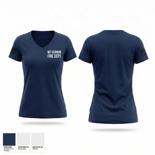 Womens Short Sleeve Vneck Shirt, Mt Vernon Fire Dept, Fire Department, Teamtime, Team time, sublimation, custom sports apparel, team uniforms, spirit wear, spiritwear, sports uniforms, custom shirts, team store, custom team store, fundraiser sports, apparel fundraiser