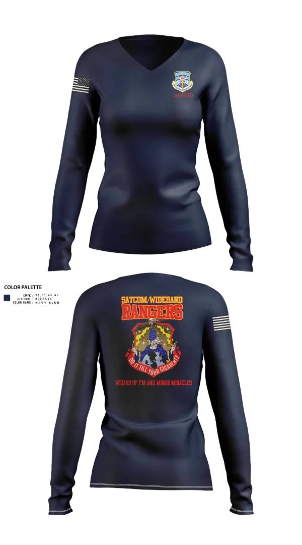 Womens Long Sleeve Vneck Shirt, 3d CCG, Air Force, Teamtime, Team time, sublimation, custom sports apparel, team uniforms, spirit wear, spiritwear, sports uniforms, custom shirts, team store, custom team store, fundraiser sports, apparel fundraiser