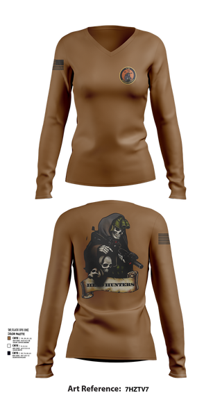 Womens Long Sleeve Vneck Shirt, HHC 2-135th AVN REG, , Teamtime, Team time, sublimation, custom sports apparel, team uniforms, spirit wear, spiritwear, sports uniforms, custom shirts, team store, custom team store, fundraiser sports, apparel fundraiser