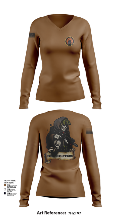 HHC 2-135th AVN REG 2256326 Women's Long Sleeve V-neck Shirt - 101