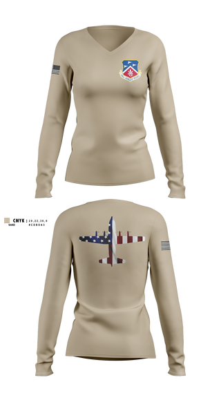 Womens Long Sleeve Vneck Shirt, 179th AW, Air Force, Teamtime, Team time, sublimation, custom sports apparel, team uniforms, spirit wear, spiritwear, sports uniforms, custom shirts, team store, custom team store, fundraiser sports, apparel fundraiser