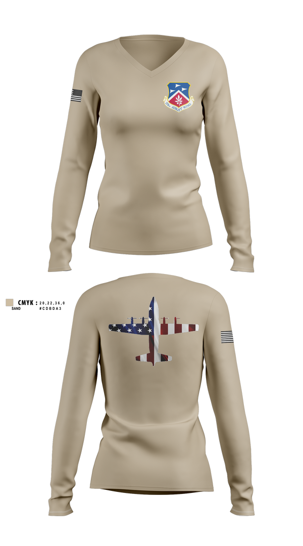 Womens Long Sleeve Vneck Shirt, 179th AW, Air Force, Teamtime, Team time, sublimation, custom sports apparel, team uniforms, spirit wear, spiritwear, sports uniforms, custom shirts, team store, custom team store, fundraiser sports, apparel fundraiser