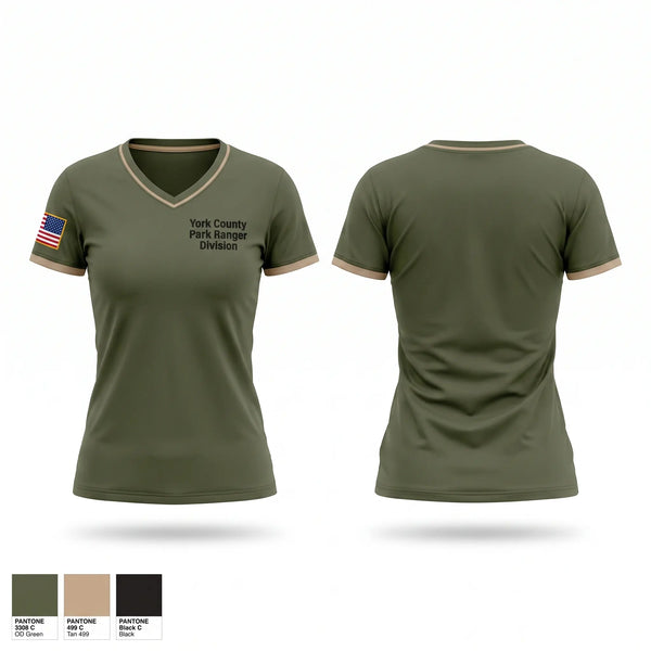 Womens Short Sleeve Vneck Shirt, York County Park Ranger Division, Police, Teamtime, Team time, sublimation, custom sports apparel, team uniforms, spirit wear, spiritwear, sports uniforms, custom shirts, team store, custom team store, fundraiser sports, apparel fundraiser