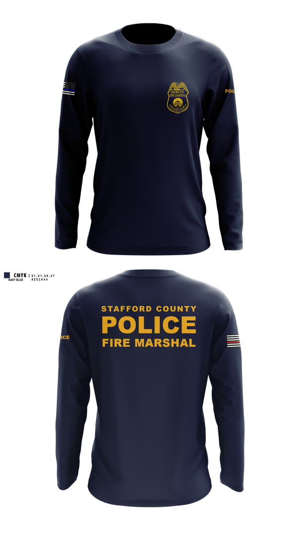 Long Sleeve Performance Shirt, Stafford County Fire Marshal's Office, Police, Teamtime, Team time, sublimation, custom sports apparel, team uniforms, spirit wear, spiritwear, sports uniforms, custom shirts, team store, custom team store, fundraiser sports, apparel fundraiser