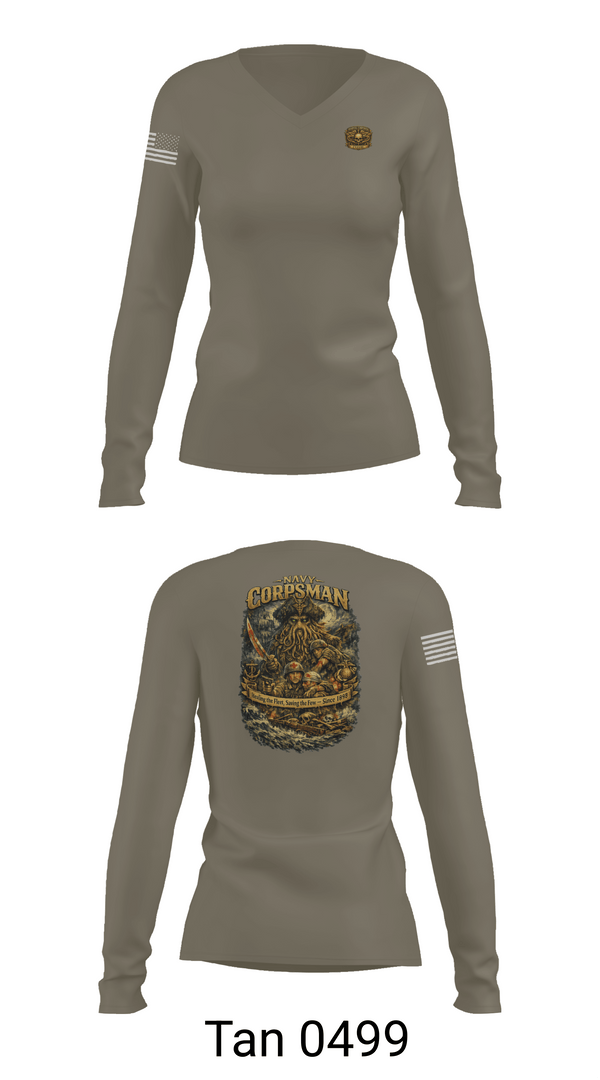 Womens Long Sleeve Vneck Shirt, North County 128th HM Ball, Navy, Teamtime, Team time, sublimation, custom sports apparel, team uniforms, spirit wear, spiritwear, sports uniforms, custom shirts, team store, custom team store, fundraiser sports, apparel fundraiser