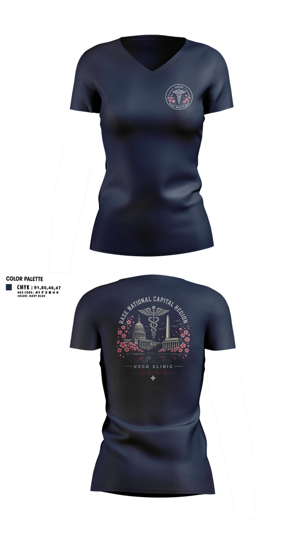 Womens Short Sleeve Vneck Shirt, Base NCR Clinic, Coast Guard, Teamtime, Team time, sublimation, custom sports apparel, team uniforms, spirit wear, spiritwear, sports uniforms, custom shirts, team store, custom team store, fundraiser sports, apparel fundraiser