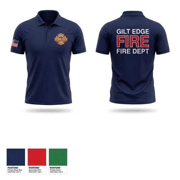 Short Sleeve Performance Polo, Gilt Edge Fire Department, Fire Department, Teamtime, Team time, sublimation, custom sports apparel, team uniforms, spirit wear, spiritwear, sports uniforms, custom shirts, team store, custom team store, fundraiser sports, apparel fundraiser