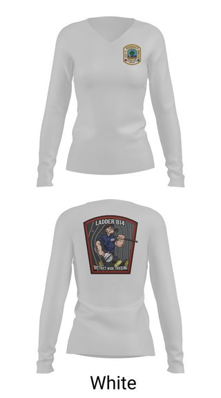 Womens Long Sleeve Vneck Shirt, 814 truck, Fire Department, Teamtime, Team time, sublimation, custom sports apparel, team uniforms, spirit wear, spiritwear, sports uniforms, custom shirts, team store, custom team store, fundraiser sports, apparel fundraiser