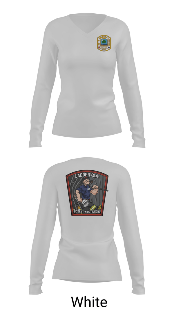 Womens Long Sleeve Vneck Shirt, 814 truck, Fire Department, Teamtime, Team time, sublimation, custom sports apparel, team uniforms, spirit wear, spiritwear, sports uniforms, custom shirts, team store, custom team store, fundraiser sports, apparel fundraiser