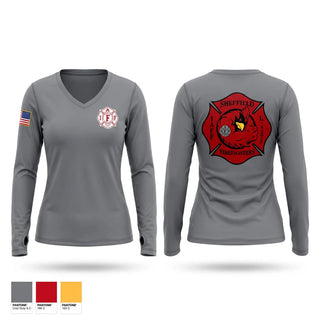 Womens Long Sleeve Vneck Shirt, IAFF Local 4275, Fire Department, Teamtime, Team time, sublimation, custom sports apparel, team uniforms, spirit wear, spiritwear, sports uniforms, custom shirts, team store, custom team store, fundraiser sports, apparel fundraiser
