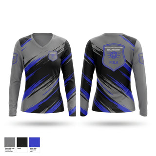 Womens Long Sleeve Vneck Shirt, Field Operations and Logistics Agency, LLC, , Teamtime, Team time, sublimation, custom sports apparel, team uniforms, spirit wear, spiritwear, sports uniforms, custom shirts, team store, custom team store, fundraiser sports, apparel fundraiser