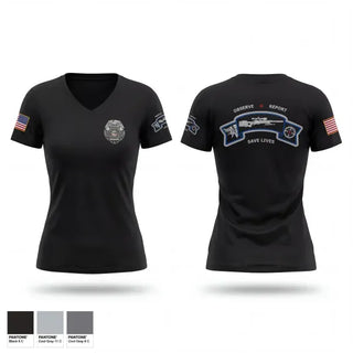 Womens Short Sleeve Vneck Shirt, ECF Sniper team, Police, Teamtime, Team time, sublimation, custom sports apparel, team uniforms, spirit wear, spiritwear, sports uniforms, custom shirts, team store, custom team store, fundraiser sports, apparel fundraiser