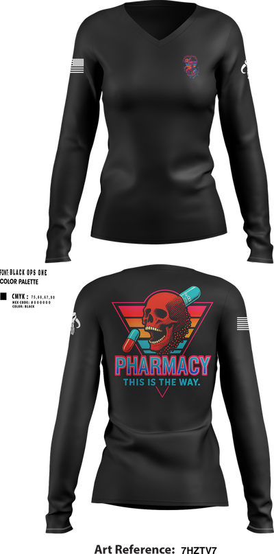 Madigan Pharmacy 51616730 Women's Long Sleeve V-neck Shirt - 100