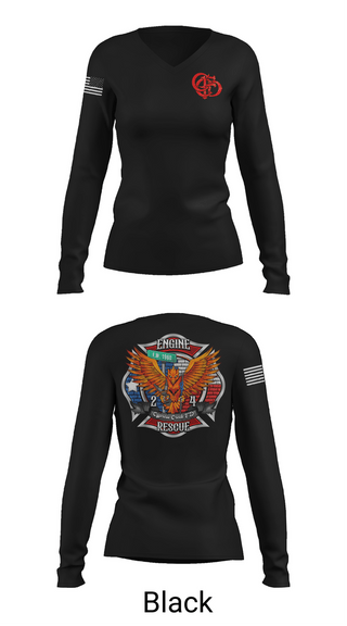 Womens Long Sleeve Vneck Shirt, Cy Creek Fire 24, Fire Department, Teamtime, Team time, sublimation, custom sports apparel, team uniforms, spirit wear, spiritwear, sports uniforms, custom shirts, team store, custom team store, fundraiser sports, apparel fundraiser