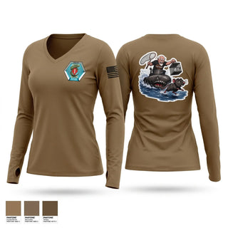 Womens Long Sleeve Vneck Shirt, UUVRONONE, Navy, Teamtime, Team time, sublimation, custom sports apparel, team uniforms, spirit wear, spiritwear, sports uniforms, custom shirts, team store, custom team store, fundraiser sports, apparel fundraiser