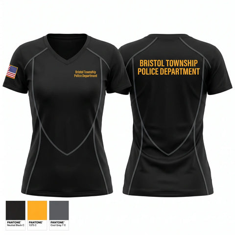 Womens Short Sleeve Vneck Shirt, Bristol Township Police Department, Police, Teamtime, Team time, sublimation, custom sports apparel, team uniforms, spirit wear, spiritwear, sports uniforms, custom shirts, team store, custom team store, fundraiser sports, apparel fundraiser