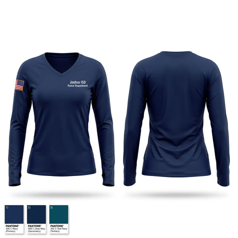 Womens Long Sleeve Vneck Shirt, Joshua ISD Police Department, Police, Teamtime, Team time, sublimation, custom sports apparel, team uniforms, spirit wear, spiritwear, sports uniforms, custom shirts, team store, custom team store, fundraiser sports, apparel fundraiser