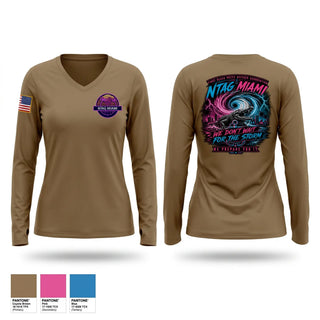 Womens Long Sleeve Vneck Shirt, NTAG MIAMI FCPOA, Navy, Teamtime, Team time, sublimation, custom sports apparel, team uniforms, spirit wear, spiritwear, sports uniforms, custom shirts, team store, custom team store, fundraiser sports, apparel fundraiser