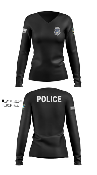 Womens Long Sleeve Vneck Shirt, Colorado Springs Police Department, Police, Teamtime, Team time, sublimation, custom sports apparel, team uniforms, spirit wear, spiritwear, sports uniforms, custom shirts, team store, custom team store, fundraiser sports, apparel fundraiser