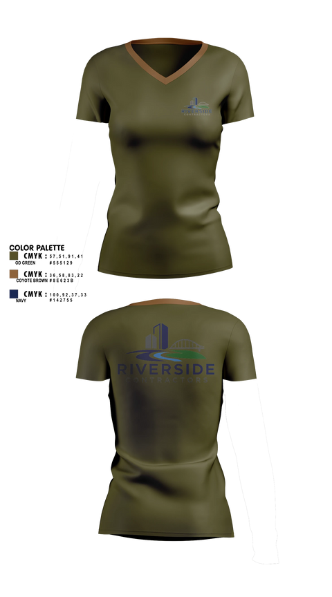 Womens Short Sleeve Vneck Shirt, Riverside Contractors LLC, , Teamtime, Team time, sublimation, custom sports apparel, team uniforms, spirit wear, spiritwear, sports uniforms, custom shirts, team store, custom team store, fundraiser sports, apparel fundraiser
