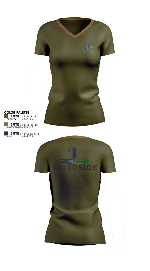 Womens Short Sleeve Vneck Shirt, Riverside Contractors LLC, , Teamtime, Team time, sublimation, custom sports apparel, team uniforms, spirit wear, spiritwear, sports uniforms, custom shirts, team store, custom team store, fundraiser sports, apparel fundraiser