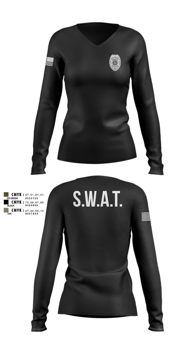 GRATIS SWAT TEAM 58848814 Women's Long Sleeve V-neck Shirt - 100