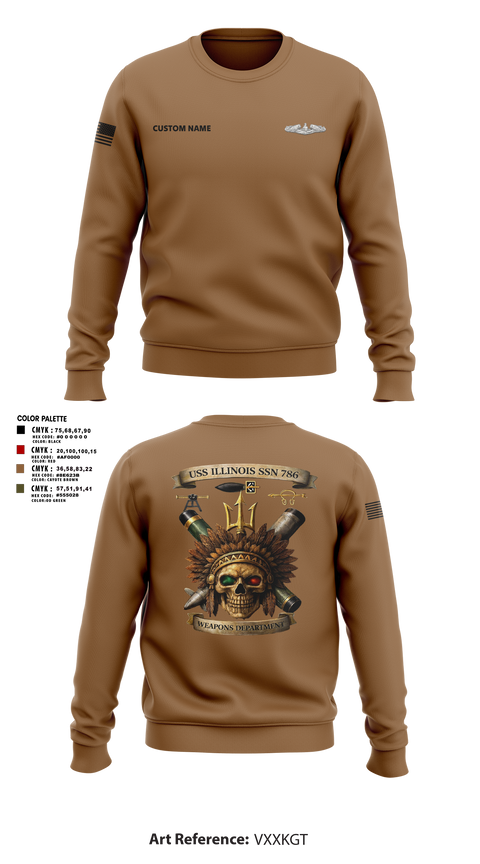 Crew Neck Sweatshirt, USS Illinois (SSN 786), , Teamtime, Team time, sublimation, custom sports apparel, team uniforms, spirit wear, spiritwear, sports uniforms, custom shirts, team store, custom team store, fundraiser sports, apparel fundraiser