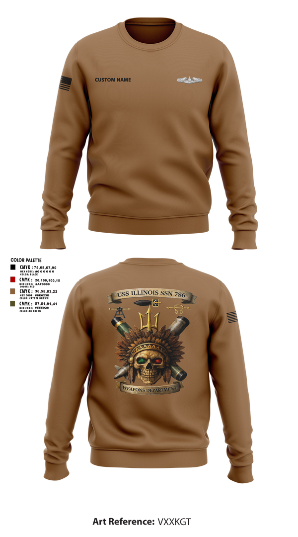 Crew Neck Sweatshirt, USS Illinois (SSN 786), , Teamtime, Team time, sublimation, custom sports apparel, team uniforms, spirit wear, spiritwear, sports uniforms, custom shirts, team store, custom team store, fundraiser sports, apparel fundraiser