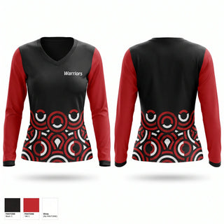 Womens Long Sleeve Vneck Shirt, Warriors, Swimming, Teamtime, Team time, sublimation, custom sports apparel, team uniforms, spirit wear, spiritwear, sports uniforms, custom shirts, team store, custom team store, fundraiser sports, apparel fundraiser