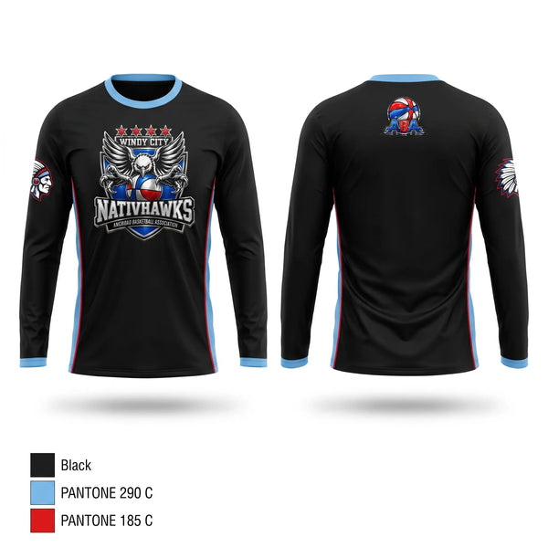 Long Sleeve Performance Shirt, Windy City NativHawks, Men's Basketball, Teamtime, Team time, sublimation, custom sports apparel, team uniforms, spirit wear, spiritwear, sports uniforms, custom shirts, team store, custom team store, fundraiser sports, apparel fundraiser