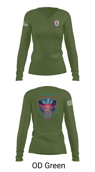 USS Bougainville CPO 89131174 Women's Long Sleeve V-neck Shirt - 54