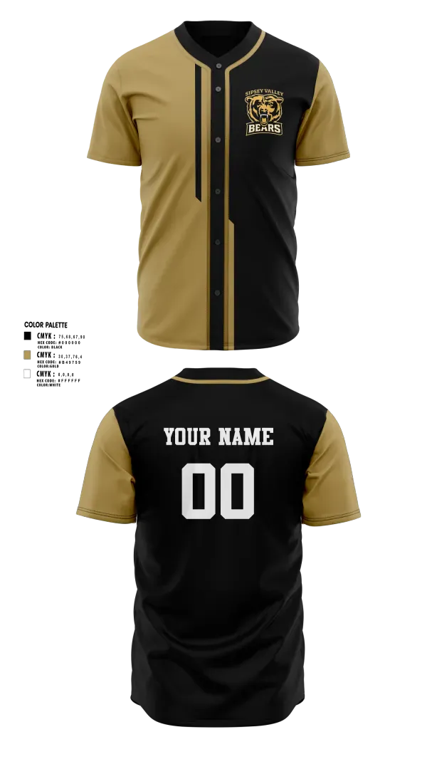 Full Button Baseball Jersey, Sipsey Valley Bears, Baseball, Teamtime, Team time, sublimation, custom sports apparel, team uniforms, spirit wear, spiritwear, sports uniforms, custom shirts, team store, custom team store, fundraiser sports, apparel fundraiser