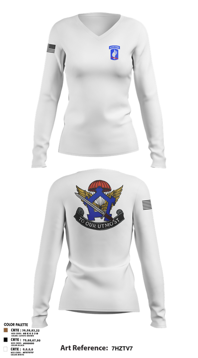 HHC, Brigade Support Battalion 173D IBCT(A) 58990050 Women's Long Sleeve V-neck Shirt - 2