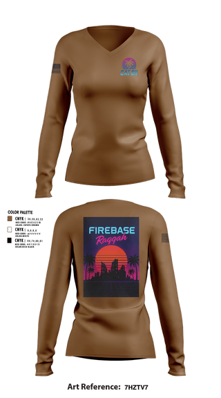 Womens Long Sleeve Vneck Shirt, CAT 611, Army, Teamtime, Team time, sublimation, custom sports apparel, team uniforms, spirit wear, spiritwear, sports uniforms, custom shirts, team store, custom team store, fundraiser sports, apparel fundraiser